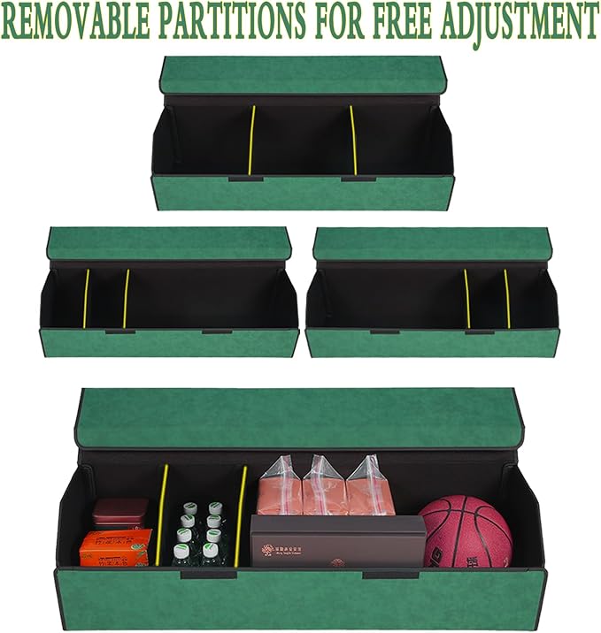 Trunk Organizer for Ford Expedition 2018-2025 - Green Alcantara Leather Storage Box, Tailored Precision, Maximize Your Storage, Large Foldable Trunk Organizer Boxs with 3 Compartments