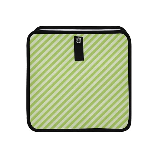 Green Stripes Car Trash Can Foldable Hanging Waterproof Small Automotive Garbage Cans Trash Bin Storage Bag Car Dustbin Organizer Accessories Small 8.66x8.66x5.9