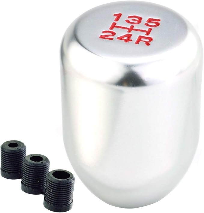 Lunsom 5 Speed Shifter Knob, Aluminium Alloy Gear Shifter Stick Handle Manual Shifting Lever Head Fit Most Auto Manual Transmissions (Silver)