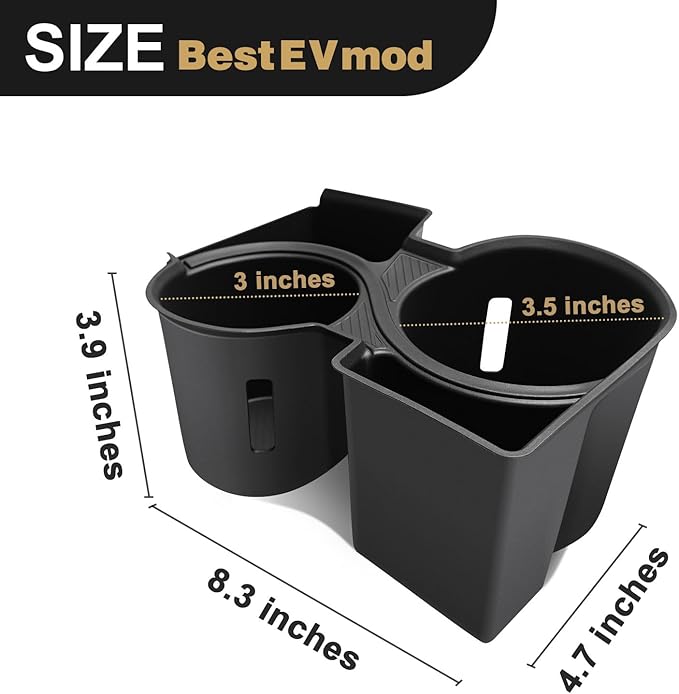 BestEvMod Center Console Cup Holder Inserts for 2024+ Kia EV9 Accessories Middle Console Armrest Front Drink Stopper Non-Slip Organizer Drink Cup Holder Organizer(Not for Wind/Light/Light Long Range)