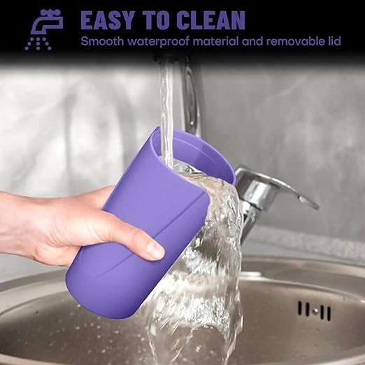 Car Trash Can Bin with Lid - Car Garbage Can Cup Holder - Purple Mini Leakproof Vehicle Garbage Bin with 20pcs Trash Bags-Automotive Organizers and Storage for Front Back Seat Accessories