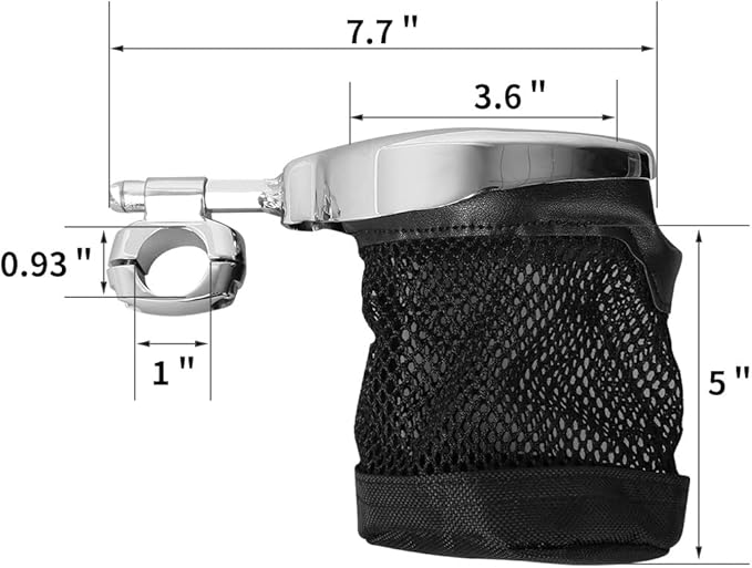 TCMT Universal Motorcycle 1" Handlebar Cup Holder Chrome Metal Drink Fits For Harley Davidson Sportster Dyna Softail Road King Road Glide Electra Glide Sport Glide Vulcan Yamaha Suzuki Honda
