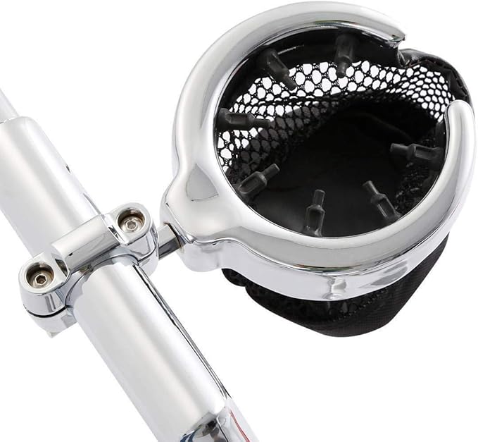 TCMT Universal Motorcycle 1" Handlebar Cup Holder Chrome Metal Drink Fits For Harley Davidson Sportster Dyna Softail Road King Road Glide Electra Glide Sport Glide Vulcan Yamaha Suzuki Honda