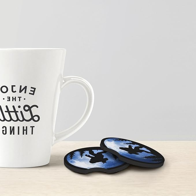 Moon Bigfoot Car Coasters for Cup Holders Pack of 2 Neoprene Cup Mat Pad Vehicle Interior Accessories for Men Women