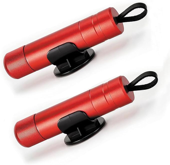 2-in-1 Emergency Car Escape Tool - Spring-Loaded Window Breaker & Seatbelt Cutter, Compact Lifesaver for Families, Portable Keychain Design (2 * Red)