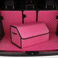 car organizers and storage for SUV,trunk organizer for sedan, leather foldable sleek box with lid,collapsible cargo bins, tool accessories containers,Pink women (17.71 inch)