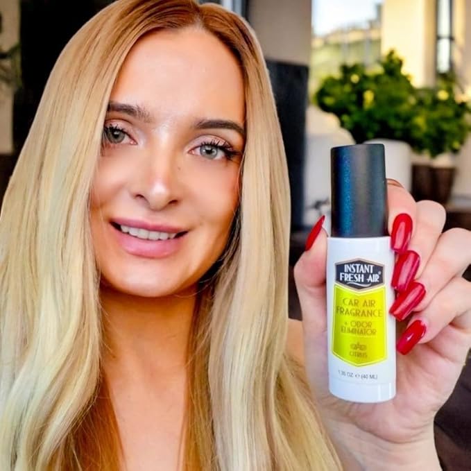 2-Pack: Dual-Action CAR AIR Freshener Citrus - Instantly Eliminates Odors from Smoke, Food, Pets, Must and more in 2 Seconds, For Commuters, Pet Owners, Rideshare Drivers, 1.35 Oz. - INSTANT FRESH AIR