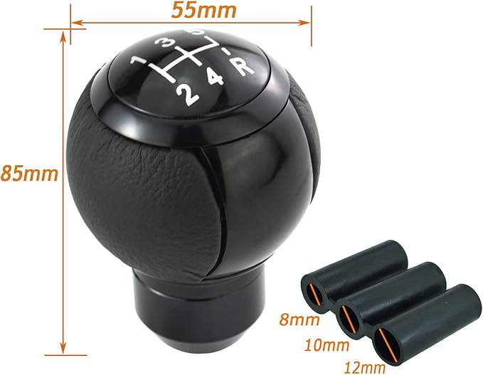 Lunsom Car Shifter Knob 5 Speed Gear Stick Head, Leather Ball Gear Shifting Knob Short Shift Lever Handle Head Fit Most Manual Transmission (Black)