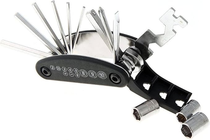 Motorcycle Bike Mechanic Repair Tool Kit with 16 In 1 Multi-Function Allen Key Multi Hex Wrench Screwdriver for Home Outdoor Travel Camping Sport Bicycle Cycling