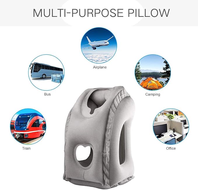 Inflatable Travel Pillows for Airplane, Blow Up Neck Pillow for Sleeping, Airplane Travel Essentials for Long Flight Support Head, Neck and Lumbar, Used for Car/Bus/Train/Office Rest, Adults Kids