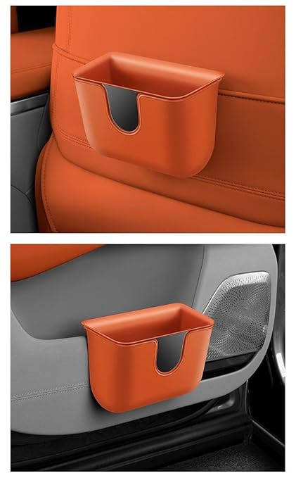 Car Trash Can Storage Pockets - 100% Leak-Proof Organizer,Car Seat Back and Door Hanging Storage,Two Levels Above and Below (Orange)