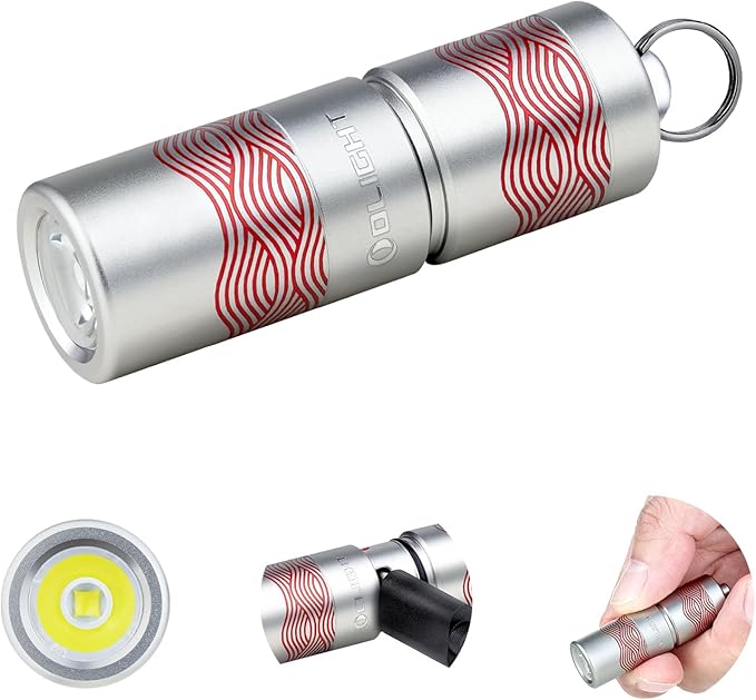 OLIGHT I1R 2 Pro Eos 180 Lumens EDC Rechargeable Keychain Flashlight, Powered by Built-in Rechargeable Battery with Type-C USB Cable, Slim Mini Handheld Light for Everyday Carry (Silver-Flow)
