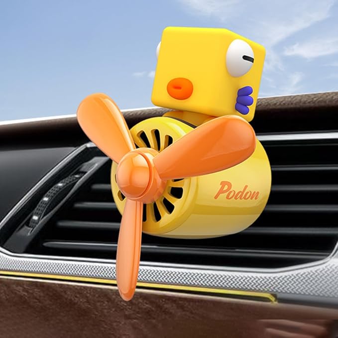 2 Pcs Pilot Car Air Freshener, Cute Duck Car Vent Clip Air Freshener Automotive Air Outlet Fan Diffuser, Automotive Interiors Vent Decoration (Bear+Bodun)