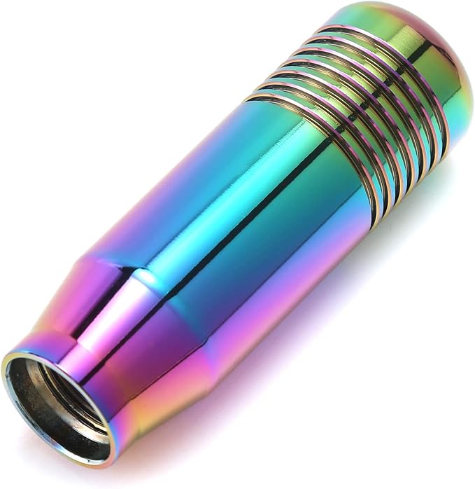 Lunsom Short Weighted Shifter Knob, Aluminum Alloy Shifter Head Lever Shifting Handle Car Gear Stick Knobs with 3 Adapters Fit Most Auto Manual Transmission Vehicle (Colorful)