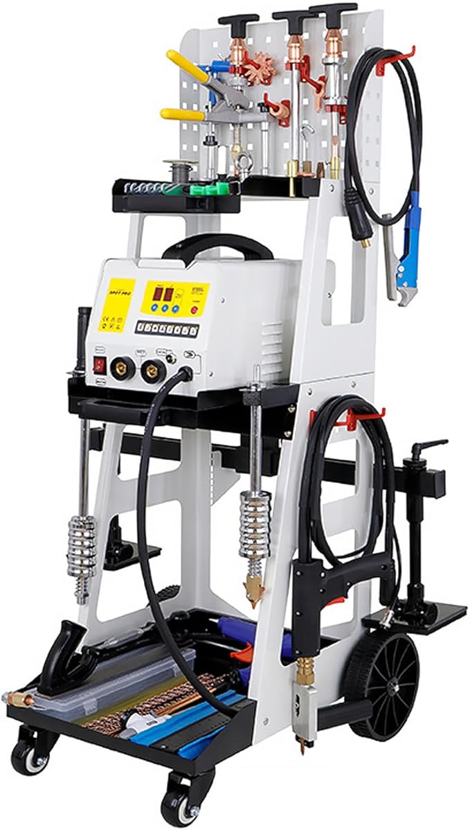 110V Spot Welder Dent Puller Kit Car Body Repair Steel Pulling Data Recovery Function Steel Iron Aluminium Car Auto Repair Machine Stud Welder Dent Puller Machine with Professional Tool Car (F90E)