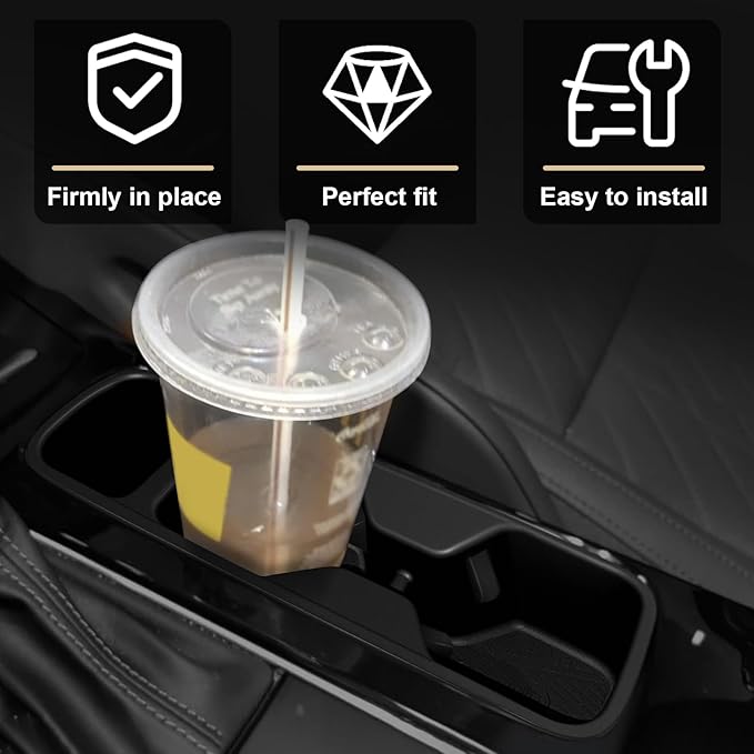 Muslogy Center Console Cup Holder Inserts Compatible with Kia Telluride 2020-2024 2025 Accessories Middle Console Front and Rear Drink Stopper Non-Slip TPE Organizer Cup Holder Replacement 2PCS Set