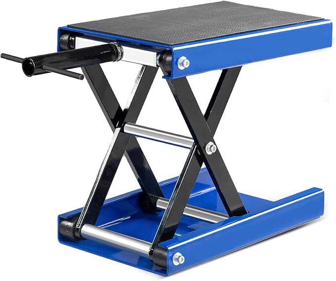 1100 LB Wide Deck Motorcycle/ATV Center Scissor Lift Jack Hoist Stand Bikes, Deep Blue