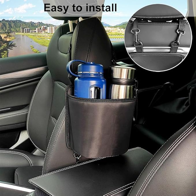 Car Seat Side Large Cup Holder, Waterproof Car Cup Holder Hanging Storage Bag for Drink, Water Bottle Holder Bag, Multi Functional Car Seat Side Organizer,Universal Car Essentials