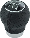 Lunsom Leather Stick Gear Knob 5 Speed Shifter Knobs Alloy Car Shifting Lever Head Fit Manual Automatic Transmission Vehicle(Black)