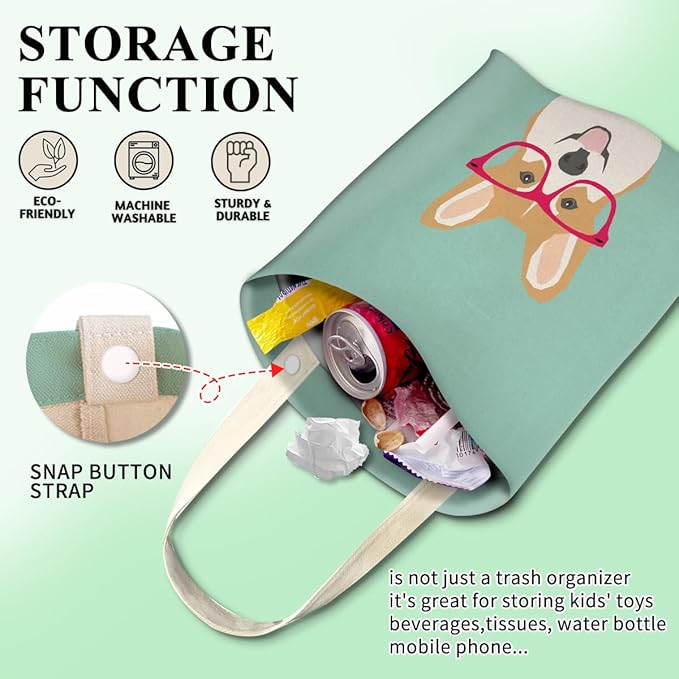 Cute Car Trash Can, Organizer & Storage Bag, Holds 5L, Red Corgi Dog