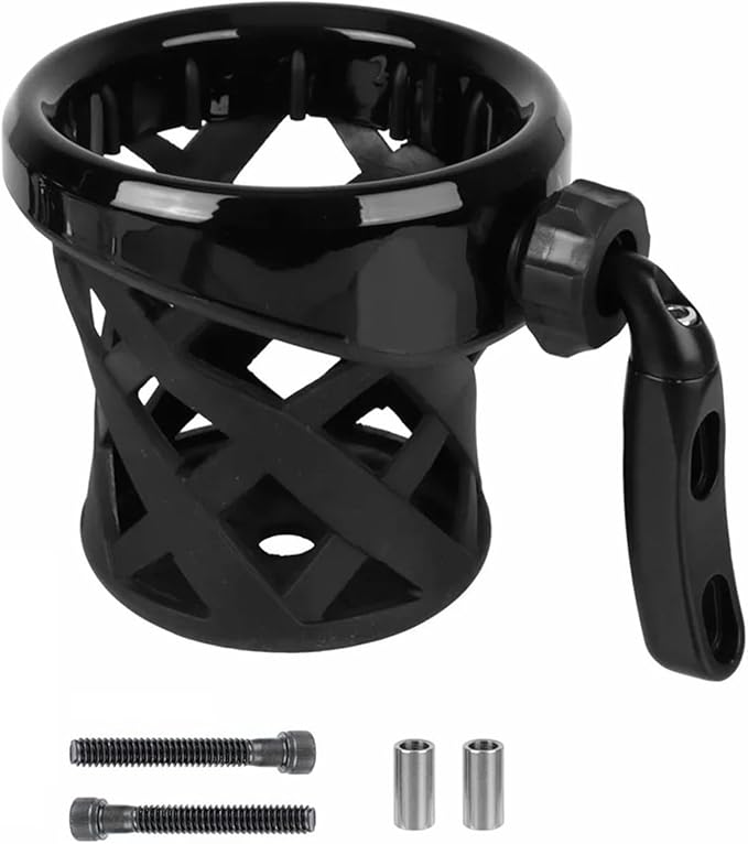 Motorcycle Cup Holder Drink Handlebar Cup Holder for Harley Dyna Sportster XL 883 1200 Softail Fat Boy Touring Road King Electra Street Tour Glide (Black)