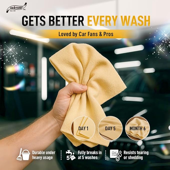 S.M. Arnold Water Sprite PVA Drying Cloth 7 Sq. Ft. – Fast Drying Chamois for Car Detailing | Cleans and Dries Finished Surfaces | Safe for Cars, Trucks, Motorcycles, RVs, Home, Garage, Office & More