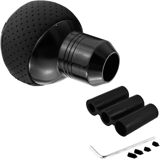 Lunsom 5 Speed Leather Shift Knob, Manual Transmission Handle Ball Gear Stick Shifter Head Fit Most Transmission Vehicle (Black)