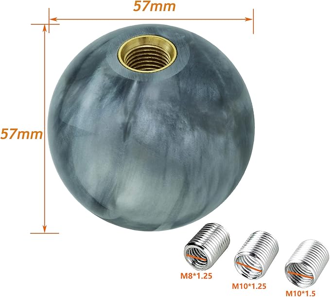 Lunsom Round Shift Knob, Ball Shape Gear Shifter Lever Head Shift Ball Car Stick Handle Fit Most Automatic Manual Transmission Vehicle (M8x1.25, Gray)