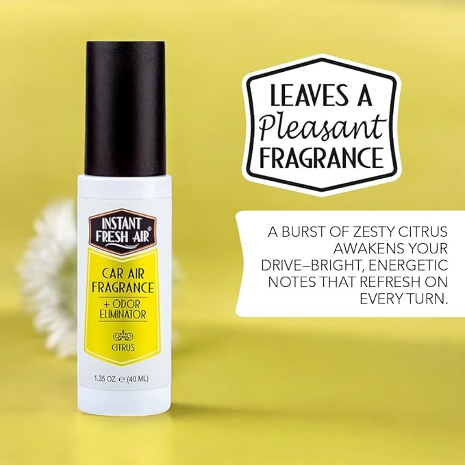 2-Pack: Dual-Action CAR AIR Freshener Citrus - Instantly Eliminates Odors from Smoke, Food, Pets, Must and more in 2 Seconds, For Commuters, Pet Owners, Rideshare Drivers, 1.35 Oz. - INSTANT FRESH AIR