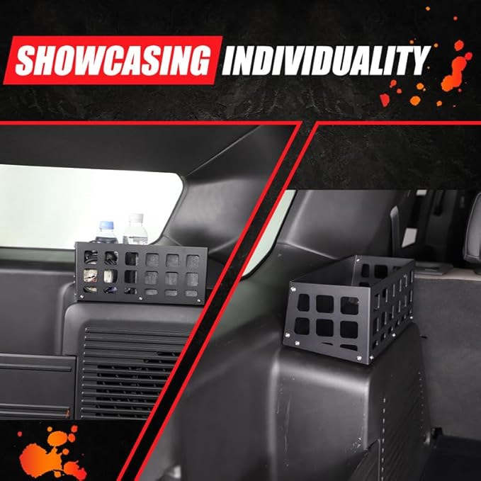 Aluminum Rear Trunk Cargo Organizer Compatible with 2024 2025 2026 Hummer EV Accessories Trunk Storage Management System Rack Modular Storage Box Basket (Left Side-Black)