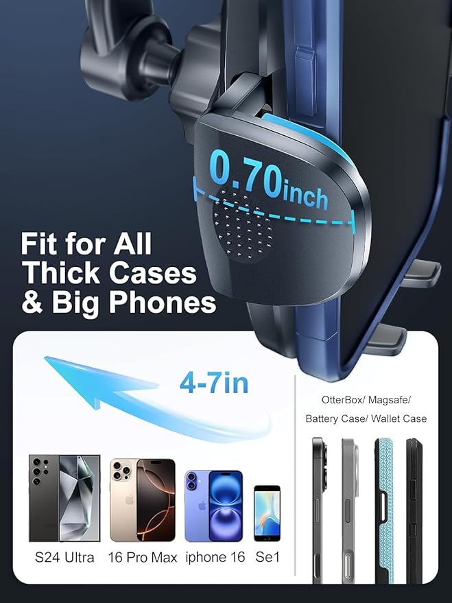 Car Vent Phone Mount, 【Never Blocking Vent, Enjoy The Comfort of The A/C】 Hands-Free Universal Extension Clip Air Phone Holder Car Fit for All Phones iPhone Samsung More