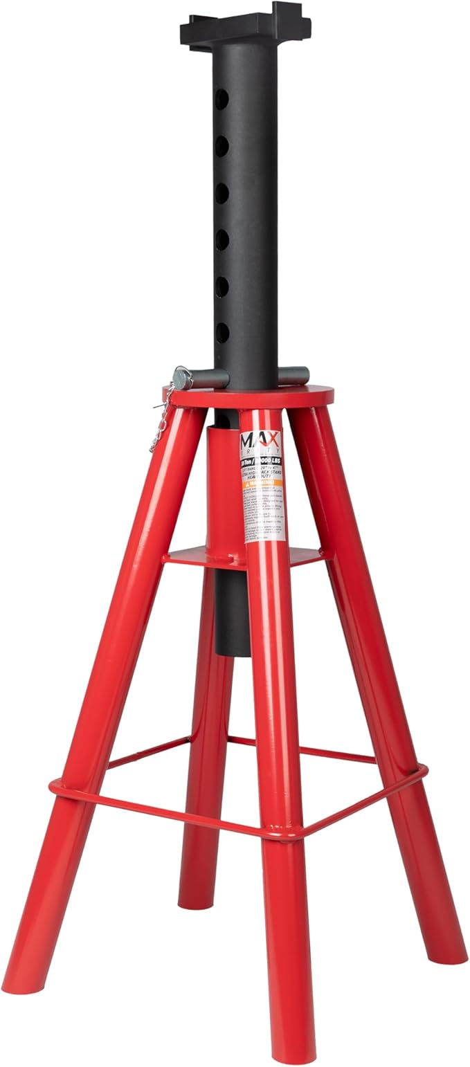 10 Ton (20,000 lbs) Capacity Heavy-Duty High Profile Pin Type Adjustable Jack Stand for Trucks & Equipment, 1 PC
