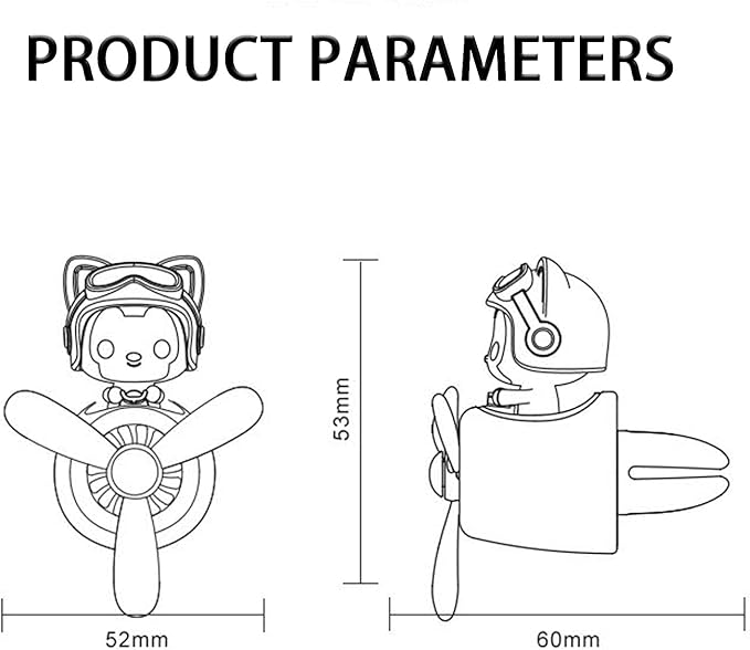 2 Pieces Car Air Fresheners, Cute Bear Pilot Car Diffuser, Propeller Air Outlet Vent Fresheners, Suitable for Automotive Interior Decoration (Red+Silver)