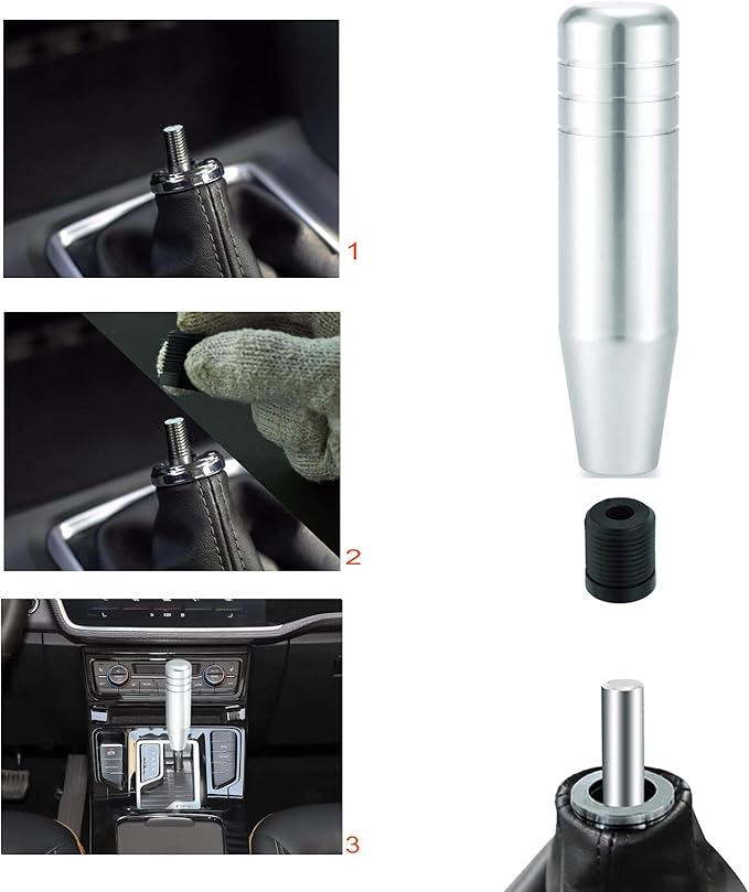 Lunsom 5" Weighted Gear Shift Knob, Aluminum Alloy Shifting Head Handle Long Gear Lever Shifter Knob Fit Most Manual Transmission Vehicles