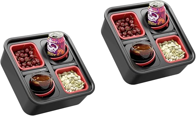 Couch KIT SELF Balancing Console Outdoor Indoor Cup Holder Original Tray - Drinks & Snacks Sofa Caddy, Table with Storage and Organizer - for Living Rooms, RV, and Cars, Black, for Gift (1)