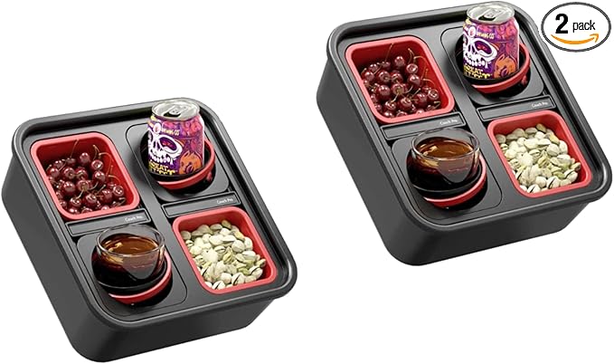 2 Pack Couch KIT SELF Balancing Console Outdoor Indoor Cup Holder Original Tray - Drinks & Snacks Sofa Caddy, Table with Storage and Organizer - for Living Rooms, RV, and Cars, Black, for Gift