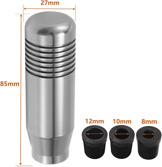 Lunsom Aluminum Alloy Shifter Knob Short Weighted Gear Stick Lever Shifting Handle Car Metal Shift Head with Adapters Fit Most Automatic Manual Transmission Vehicle (Titanium)