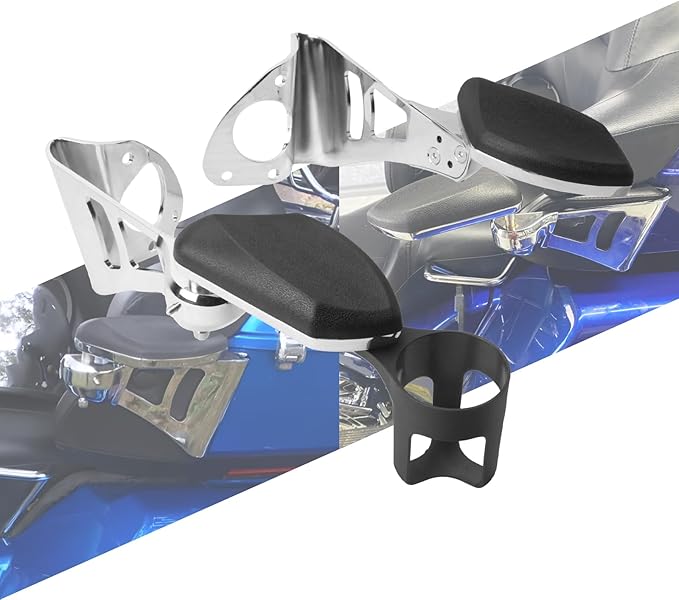 Passenger Armrests with Adjustable Cup Holder Fit for Harley Touring Electra Glide FLHT, Road Glide Ultra FLTR, Tri Glide FLHTCUTG 2014-2024 (Chrome)