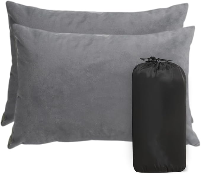 Travel Pillow Compressible Camping Pillow,Compressible Medium Firm, Breathable Cover,Machine Washable,Shredded Memory Foam Pillow Compact Firm Supportive for Adults Kids Outdoor Hiking