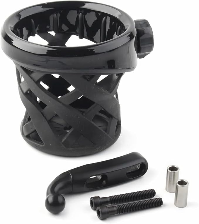 Motorcycle Cup Holder Drink Handlebar Cup Holder for Harley Dyna Sportster XL 883 1200 Softail Fat Boy Touring Road King Electra Street Tour Glide (Black)