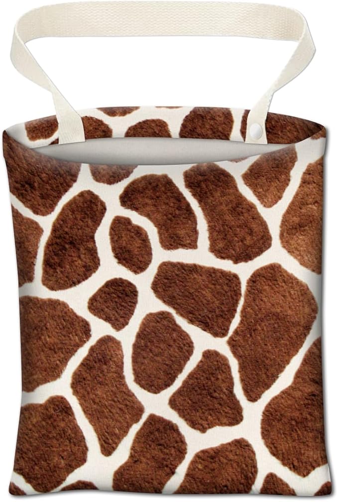 Car Trash Can, Cute Car Trash Bag, Hanging Car Organizer and Storage Bag, Trash Bin for Car Accessories, Vehicle, Travelling, Camping Giraffe Skin Print