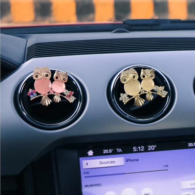 ZOSTLAND Rhinestone Car Decorative Clip,Car Air Fresheners,Metal Vent Clip,Bling Auto Air Vent,Personalized Automotive Interior Decoration Accessories,Auto Decor Gift for Women,Men (2pcs Owl)