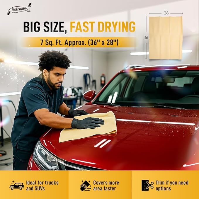 S.M. Arnold Water Sprite PVA Drying Cloth 7 Sq. Ft. – Fast Drying Chamois for Car Detailing | Cleans and Dries Finished Surfaces | Safe for Cars, Trucks, Motorcycles, RVs, Home, Garage, Office & More