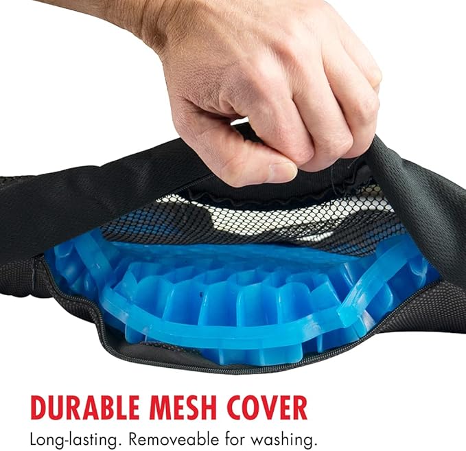 HEALTHMATE IN9115 Comfy Gel Coccyx Cushion Gel Seat Cushion for Long Sitting for Back, Sciatica and Tailbone Pain Relief, for Office Chair, Car, Wheelchair, Long Trips