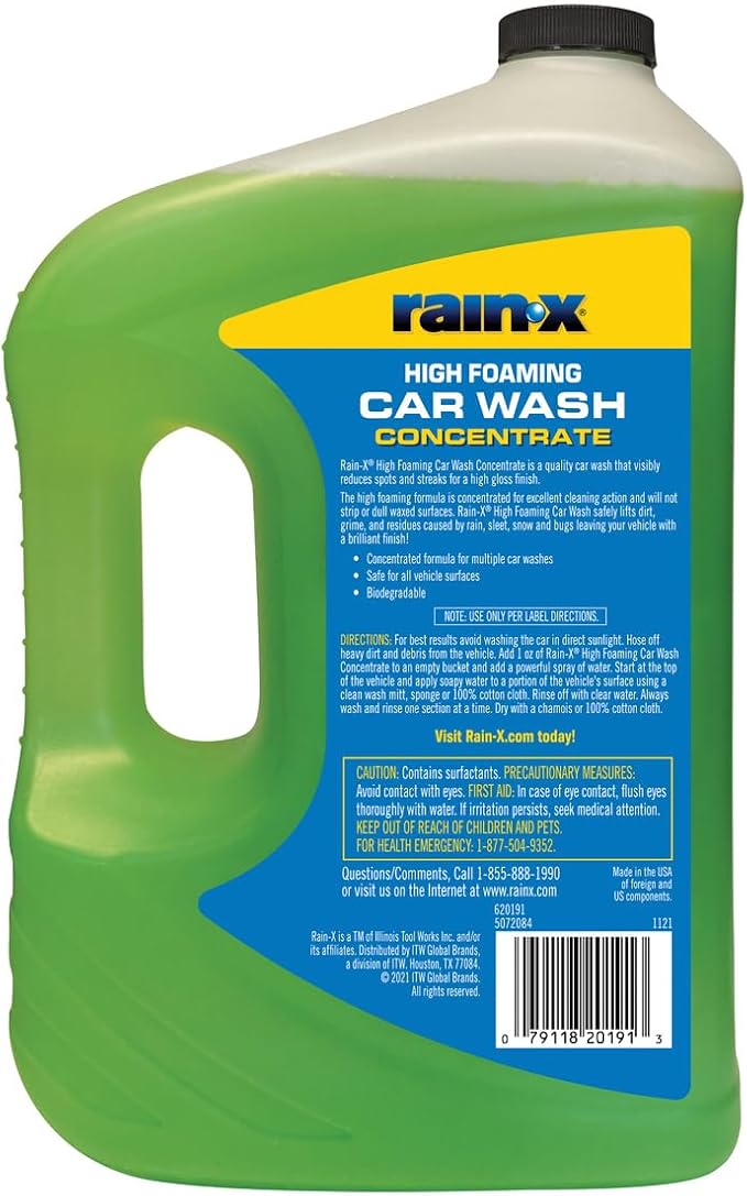 Rain-X 620191 Foaming Car Wash - 100 fl oz. High-Foaming, Concentrated Formula For Greater Cleaning Action, Safely Lifting Dirt, Grime And Residues For An Exceptional Clean