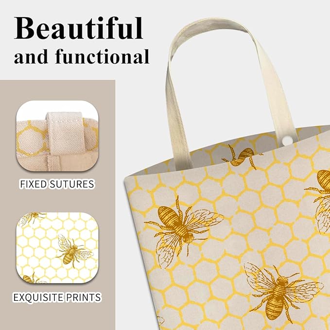 Car Trash Can, Cute Car Trash Bag, Hanging Car Organizer and Storage Bag, Trash Bin for Car Accessories, Vehicle, Travelling, Camping Cute Yellow Bees Honey