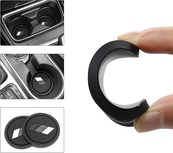 Cup Holder for Toyota Accessories Tacoma TRD 4Runner Tundra Rav4 Highlander, Classic Retro Style Tri-Color Interior Insert Coaster (2.75 Inch, White/Light Gray/Dark Gray)