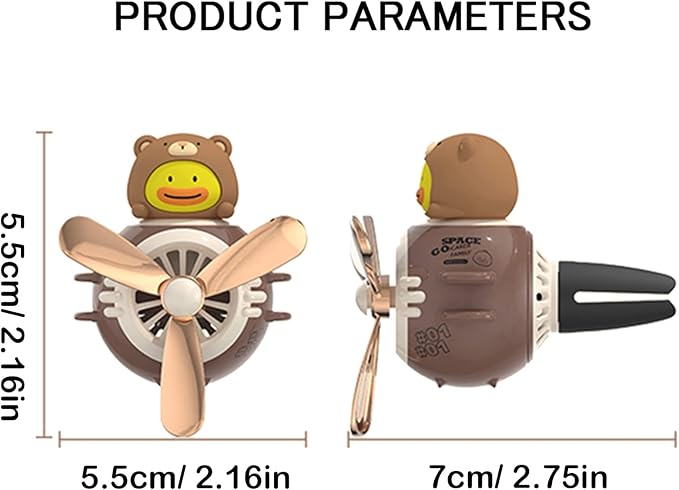 2 Pieces Car Air Fresheners, Cute Bear Pilot Car Diffuser, Propeller Air Outlet Vent Fresheners, Automotive Interiors Vent Decoration (Cat+Duck)