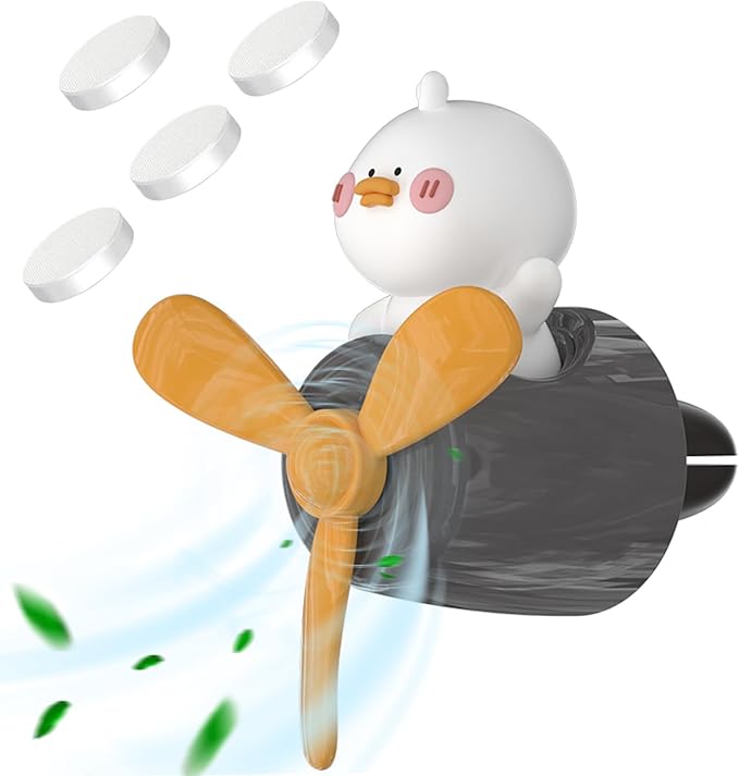 Pilot Car Air Freshener, Cute Duck Car Vent Clip Air Freshener with 4 Fragrant Tablets Automotive Air Outlet Fan Diffuser, Automotive Interiors Vent Decoration (Pilot Duck)