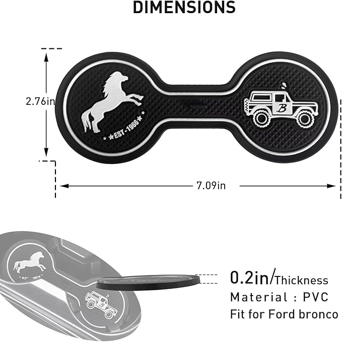 Car Cup Holder Coaster Compatible with Ford Bronco Offroad 2021-2025, Silicone Car Decorative Water Coaser, Bronco Car Accessories (White)